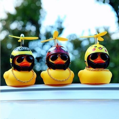 Car Interiors Duck With Helmet Duck Car Small Yellow Rubber Duck With Helmet Auto Accessories Yellow Duck In The Car