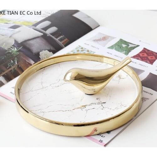 European-style Ceramic Jewelry Box Marble Pattern Aromatherapy Candle Storage Tray Home Creative Round Jewelry Set Tea Tray Deco