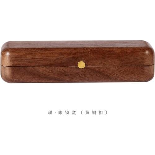 Solid wood retro student portable anti-pressure sunglasses storage box myopia eyes