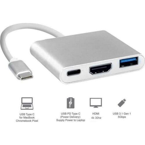 Kphrtek 1PCS Type C to 4K HDMI USB 3.0 Charging HUB Adapter USB-C 3.1 Converter For Macbook
