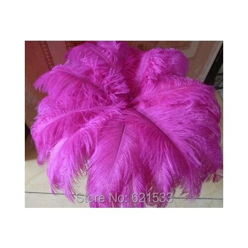 Beautiful!DIY 100pcs/lot natural hot pink/rose ostrich feathers 12-14inch/30-35cm hot wedding freeshipping