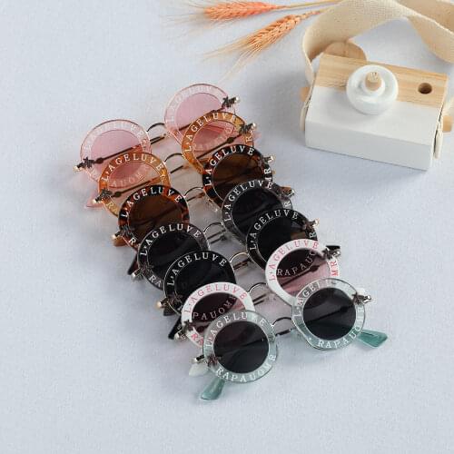 Round Kids Sunglasses Summer Outdoor Fashion Girls Letter Sunglasses UV400 Lens Baby Sun glasses Cute Eyewear Shades Goggles