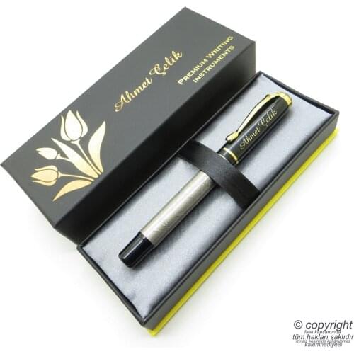 Wings F3 Tulip-Rose Embossed Roller Pen Set | İsme Special Pen | Gift Pen