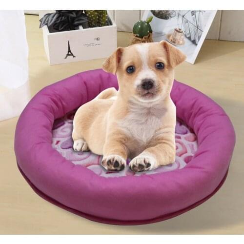 Cheap Pet Dog Cat Bed Round Coral Fur Cat Warm Bed House Soft Fur Bed Dog Cat Nest 2 In 1 Cat Bed Made In China