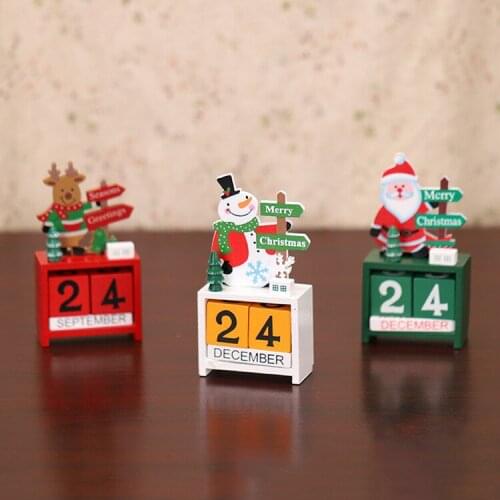 Cute Mini Christmas Calendar Home Room Desktop Ornament Wood Calendar Daily Monthly Dates DIY Countdown Calendar Festival Decor
