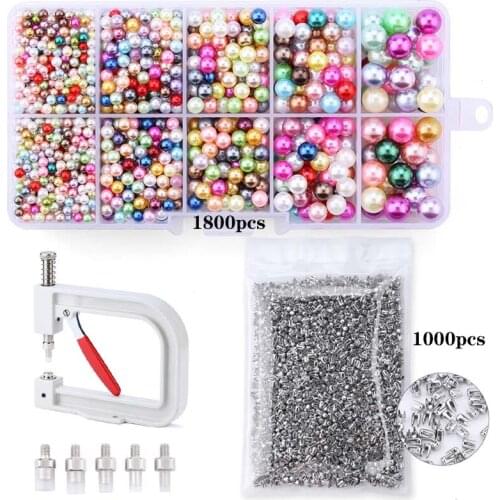 Multiple Color Bead Set, Various sizes Round No Hole Pearl Beads for DIY Craft Garment Decoration Accessories clothing tool set