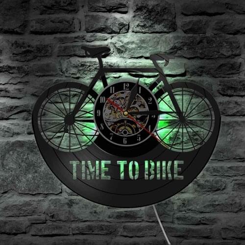 Mountain Bike Wall Clock Time To Bike Bikers Inspiration Quote Home Decor Old Time Bicycle Cyclist Retro Vinyl Record Wall Clock