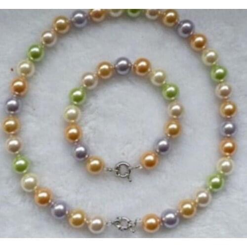 New hot Charming 10mm Multicolored Sea Pearl shell Necklace Bracelet