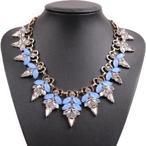 New Design Gold Chain Fashion Necklace Collar Bib Crystal Necklaces & Pendants Choker Statement Women Jewelry Necklace