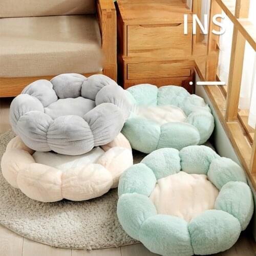 New Winter Pet House Fluffy Round Nest Flower Dog Sft Bed House for Cat Warm Deep Sleep Round Washable Cushion House Cat Bed