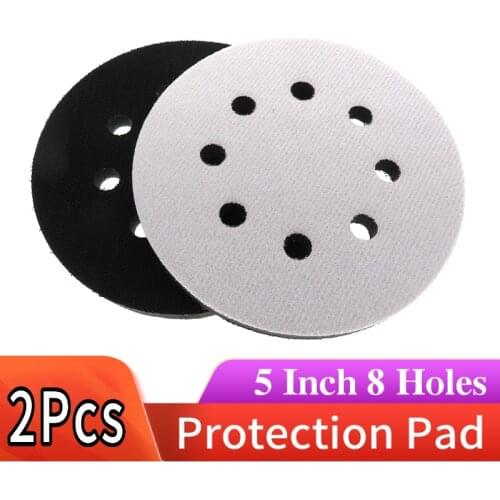 2Pack 5 Inch 125MM 8 Holes Soft Density Interface Pads Hook and Loop 5" Sponge Cushion Buffer Backing Pad