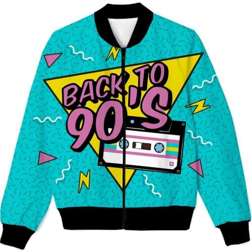 REAL American SIZE Back to the 90s. Cool Kids Era Sublimation print Zipper Up Jacket 4XL 5XL 6XL