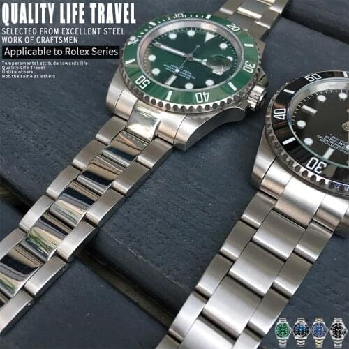 20mm Brushed Polish Silver Stainless steel Watch Strap Suitable for Rolex Submariner Daytona GMT OYSTERFLEX Series Watch