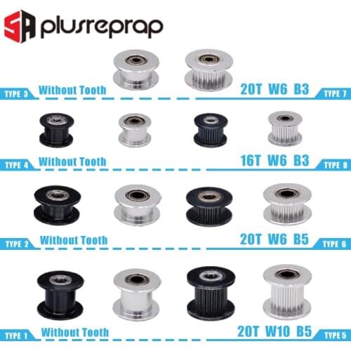 GT2 Idler Timing Pulley 16-teeth 20-Teeth with 3mm or 5mm Bore with Bearings for 3D Printer Parts Timing Belt 6mm 10mm