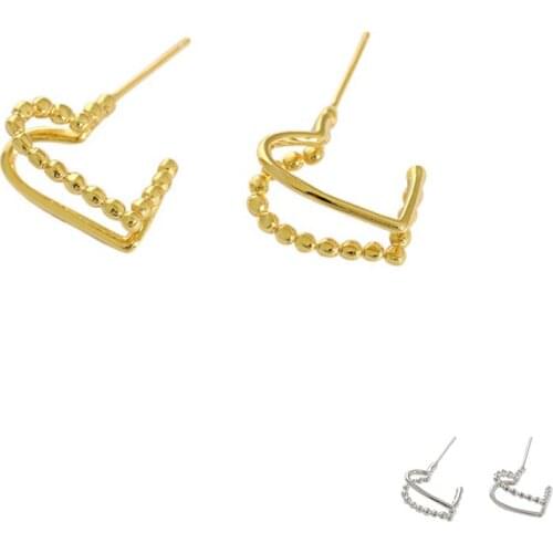 SILVERHOO S925 Sterling Silver Double-Layer Love Heart-Shaped Earring Creative Design For Women Fashion Jewelry Gift Best