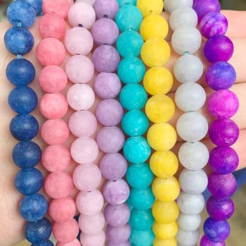 Dull Polished Matte Stone Beads Natural Amazonite Purple Blue Jades Loose Beads For Jewelry Making DIY Bracelet 15'' 6 8 10mm