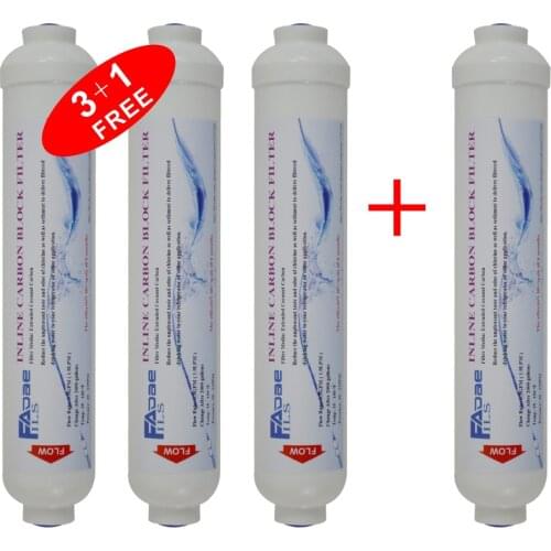 2"x10" Inline Coconut Carbon Block Post Filter Replacement for RO Water Filter System,Water Cooler,Refrigerators - PACK OF 4