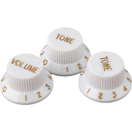 Yibuy White 1-Volume 2-Tone Control Knob For Electric Guitar Pickup