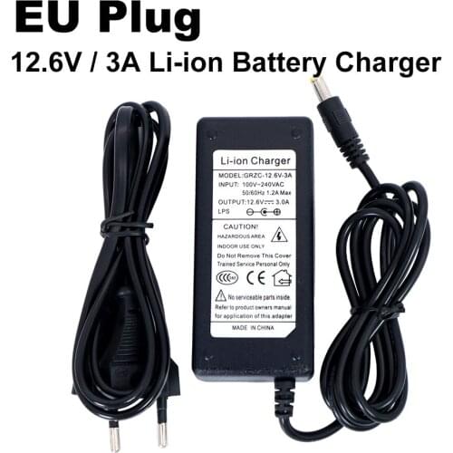 10PCS Liitokala 12.6V 3A Lithium Battery Charger 3 series lithium Cbattery 12V battery charger DC 5.5*2.1MM+US EU AC power cord