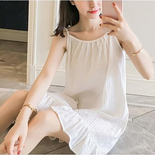 Womens Camisoles Full Slips Dress Lolita Spaghetti Strap Sleepshirts Cotton Princess Nightgowns Nightdress Sleep Loungewear