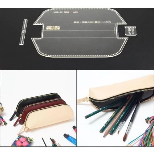 1 Set Acrylic Leather Template Home Handwork Leathercraft Sewing Pattern Tools Accessory Pencil box pencil case 17*7cm