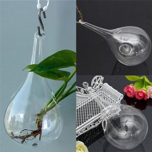 1pcs Glass Hanging Vase Flower Planter Container Pot Wedding Decor Tea Light Holder