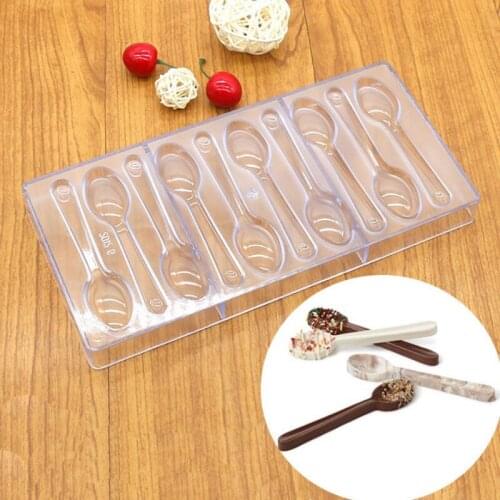 10 Spoon Polycarbonate PC Chocolate Mold DIY 3D Lollipop Fondant Candy Cake Molds Kitchen Baking Pastry Tools