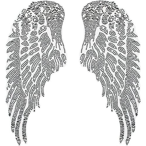 10pair Black White Hot Fix Rhinestones Motifs Iron on Transfer Patches Applique DIY for Clothes Decorated Craft Sewing