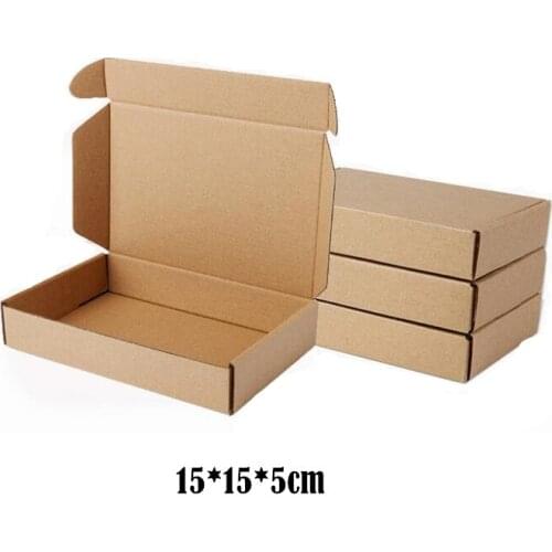 10pcs/lot 15*15*5cm Brown Packaging Kraft Paper Box For Jewelry Wedding Candy Chocolate Handmade Gift Package Mailing Box