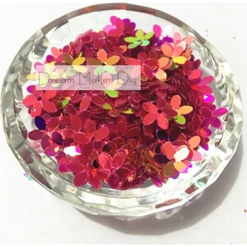 1000pcs/lot(50G) 10mm Brilliant Transparent Rose Red Sunken Flower Deauration Color Loose Sequins Craft for Garments CF10-001