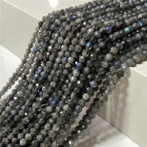 15.5" Natural Labradorite 2/3 MM Small Faceted Stone Beads Wholesale Green Labradorites Tiny Bead For DIY Making Jewelry Earings