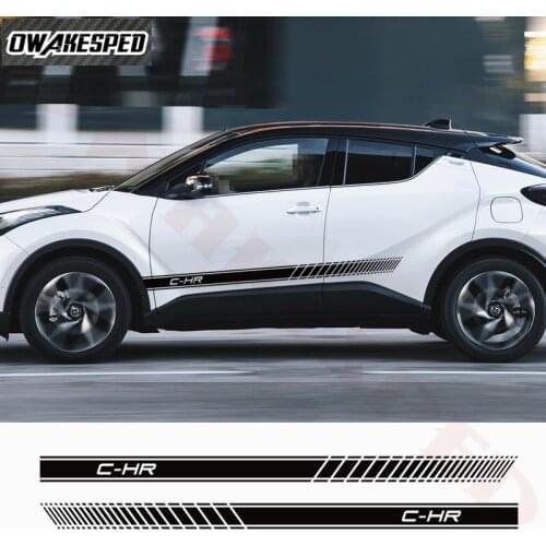 2Pcs Car Long Stripes Side Skirt Stickers For-Toyota C-HR DIY Vinyl Decals Auto Body Door Sport Styling Decor Decal
