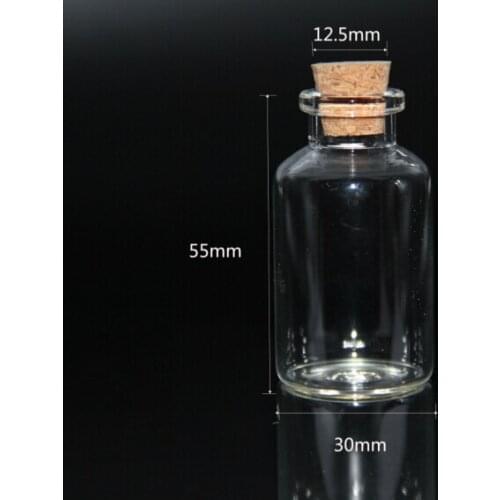 20pcs 30*55mm Wholesale Clear Glass Bottles Vials with Cork Stopper Wedding Decor Food Storage Empty Jars Containers Bottles