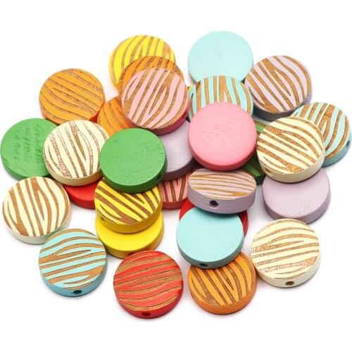 20pcs/lot Mixed Colorful Round Natural Wood Beads Wooden 15/20mm Loose Spacer Beads For DIY Jewelry Design Accessories Beaded