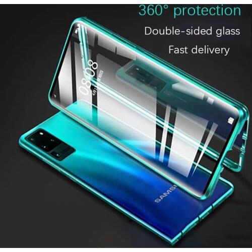 360 Magnetic Metal Case For Samsung S20 ultra Double-Side Glass For Galaxy Note20 S20 plus S10 E S9 S8 tempered glass phone case