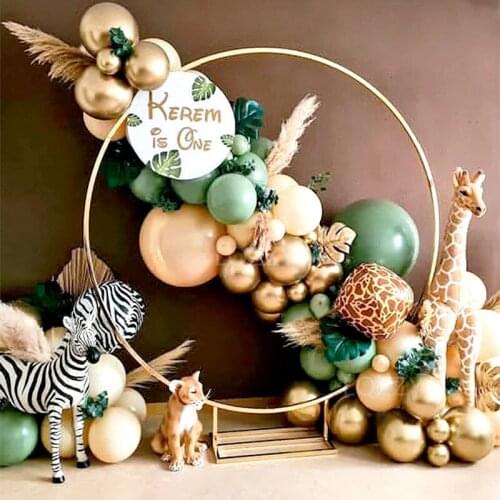 86Pcs Bean Green Balloon Garland Kit Balloon Arch Chain Jungle Animal Safari Theme Party Supplies Wild One Birthday Party Decors