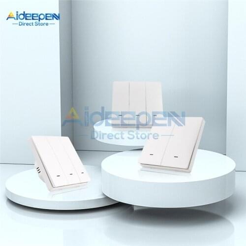 AC 85V-250V 1/2/3 Gang Smart Wifi Wall Light Switch EU No Neutral Wire Support Google Alexa Tuya App For Smart Home Control