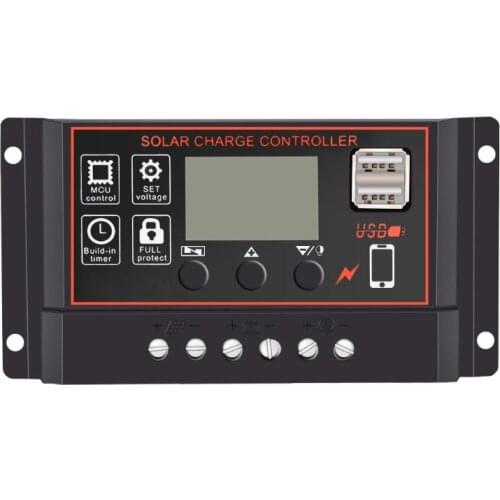 Auto 10/20/30A Solar Panel Charge Controller 12V 24V LCD Display Regulator Timer