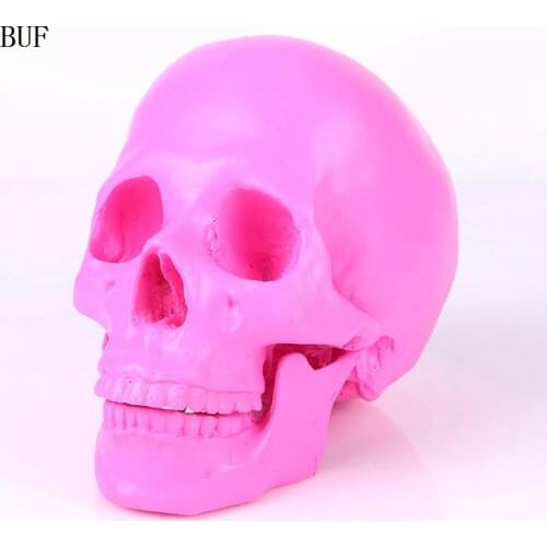 BUF Resin Craft Pink Skull Statues Creative Sculpture Large Home Decoration Ornaments Accessories Halloween Gift