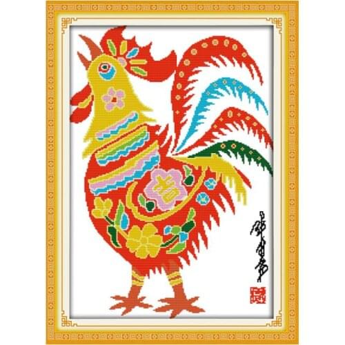 Paper cutting big rooster cross stitch kit 14ct 11ct count print canvas stitching embroidery kits