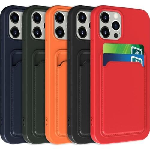 500pcs 2 in 1 Rubber TPU Liquid Silicone Cover Pouch Card Holder Case For iPhone 12 Mini 11 Pro Max XS XR X 8 7 6 Plus SE 2020