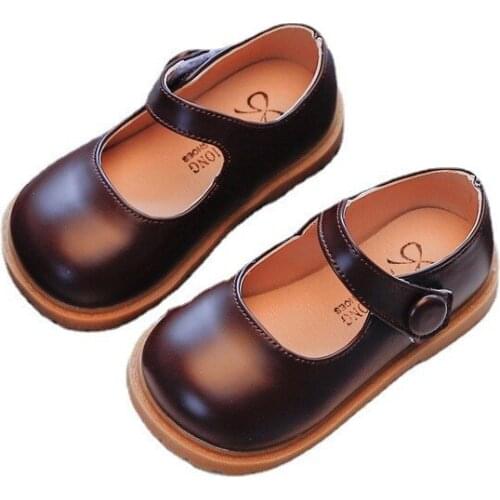 Childrens Leather Shoes 2021 Autumn New Girls British Style Princess Shoes Casual Flats Fashion Shoes Student 21-30 Non-slip