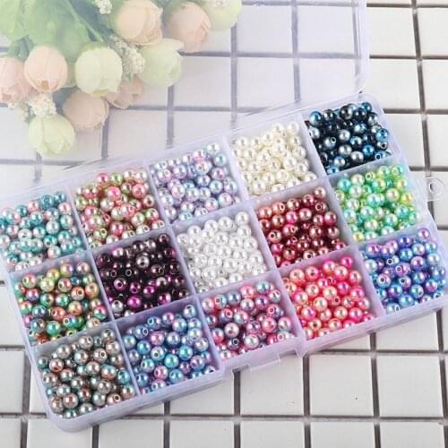 DIY Handmade Beaded 6/8/10mm ABS Color Beads Beautiful Plating Acrylic Loose Spacer Imitation Pearl Beads Jewelry Making Kit