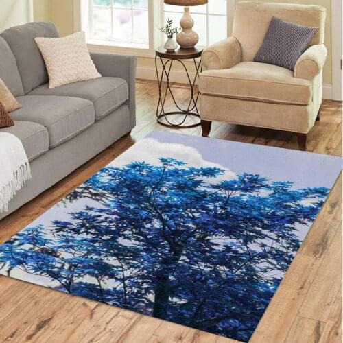 Blue Leaves Illustration Carpet Living Room Rugs Lounge Rug Entrance Door Mat Kitchen Floor Bath Bedroom Hallway Decoration