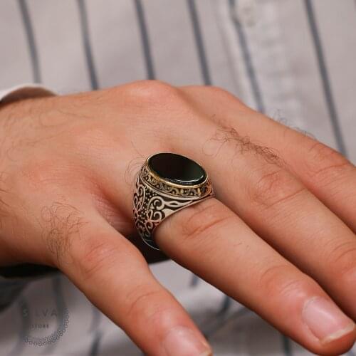 Agate Aqeeq 925 silver mens ring. Mens jewelry stamped with silver stamp 925 All sizes are available