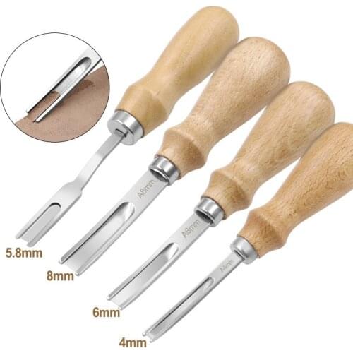 Leather Edge Skiving Beveler Trimmer Tool 4mm 5.8mm 6mm Wide Mouth French Style Wooden Handle Leather Cutting Working Craft Tool