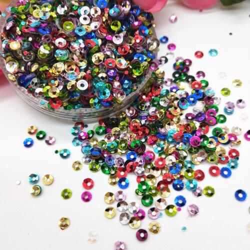 40g(11000pcs) 3mm Mix Colors Deep Cup Sequins Round Paillette Wedding ,DIY Accessory Assorted Colorful