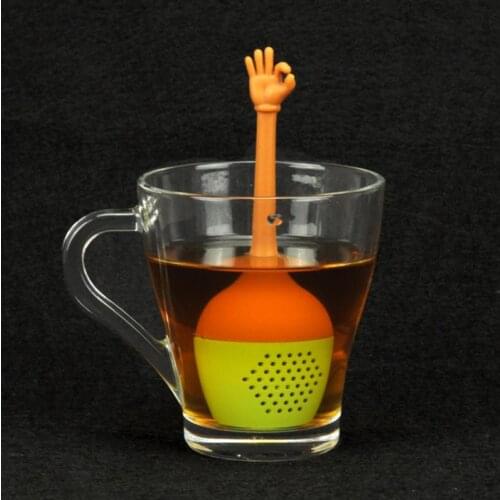 Hot Silicone Loose Leaf Herbal Spice Holder Funny Hand Gesture Tea Infuser Black Tea Strainer Tea Brewing Tool Kitchen Accessory