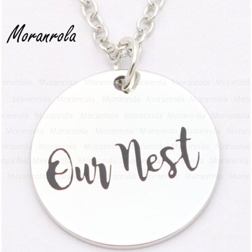 New arried"Our nest "Copper necklace Keychain,charm, Hand stamped Jewelry Inspirational charm Family saying necklace