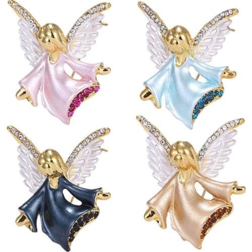 Lovely Guardian enamel nurse Angel Brooch Jewelry Bouquet Crystal brooches medical pins Gold Tone